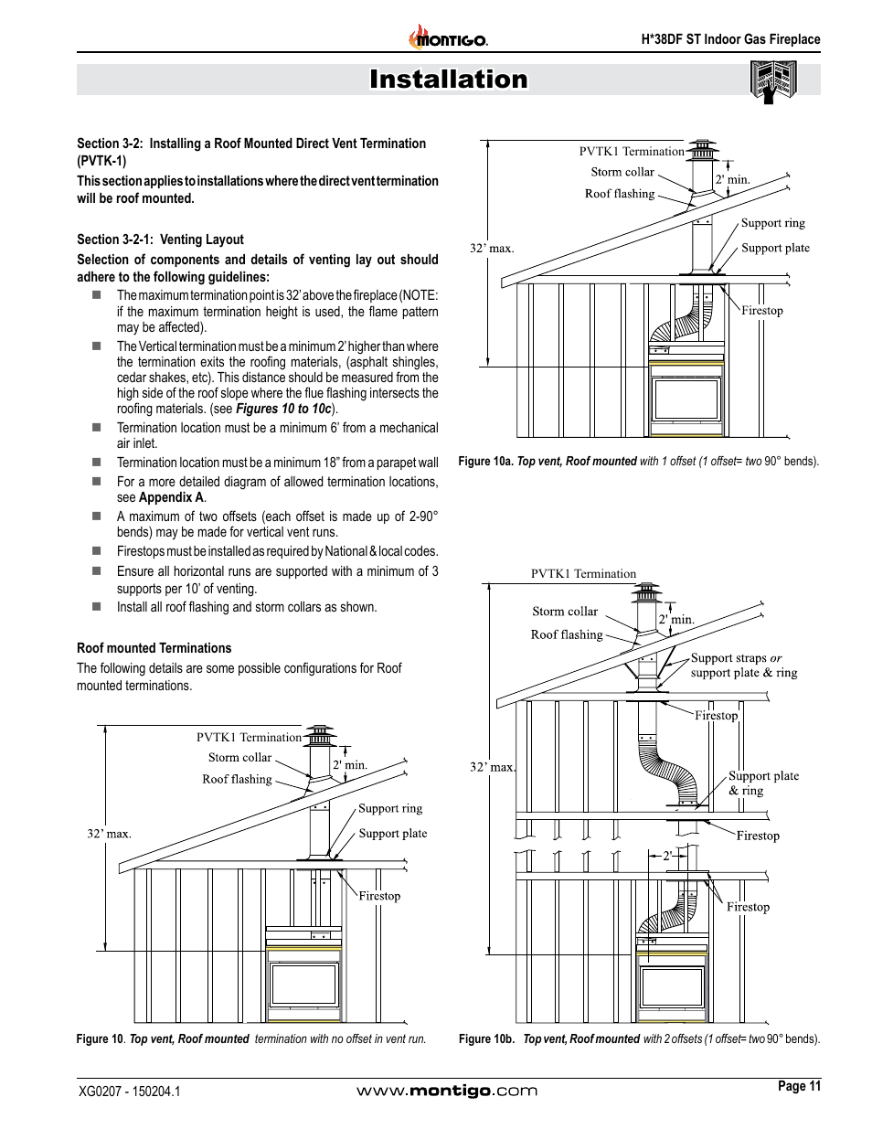 Section 3-2-1: venting layout, Pvtk-1), Installation | Montigo H38DF ST User Manual | Page 11 / 38