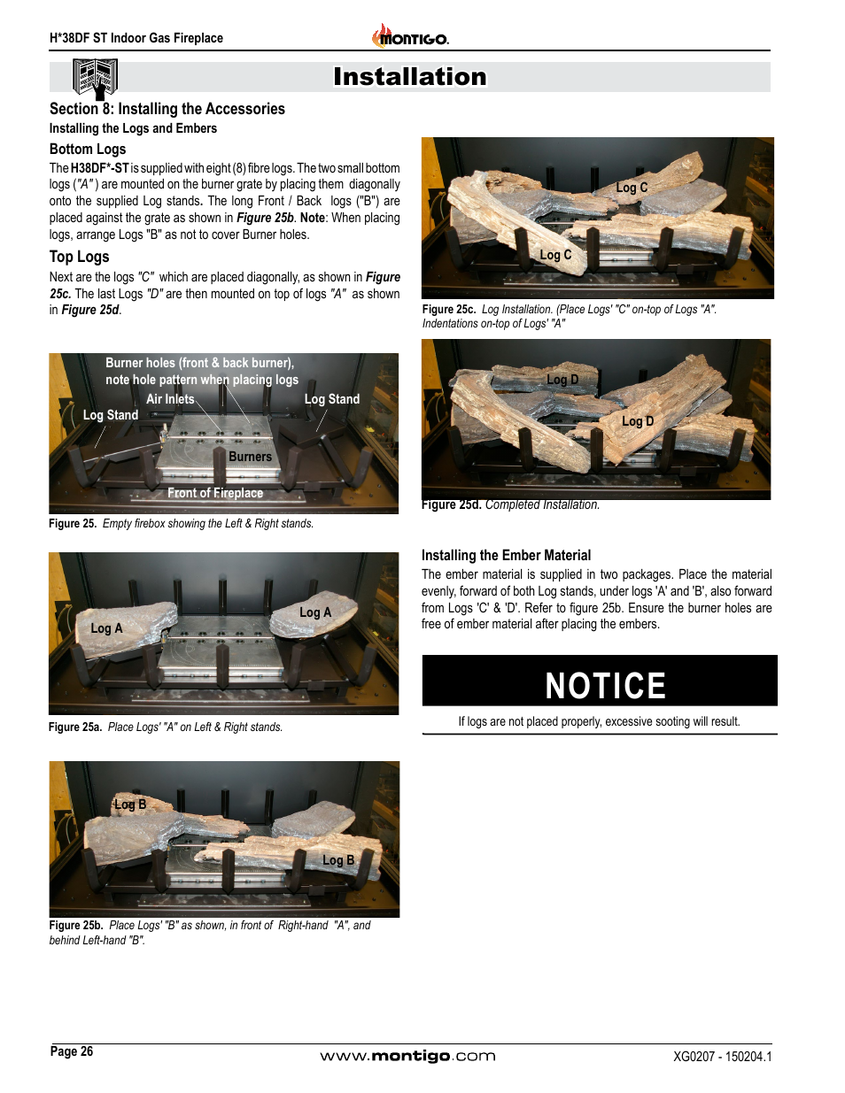 Section 8: installing the accessories, Notice, Installation | Montigo H38DF ST User Manual | Page 26 / 38