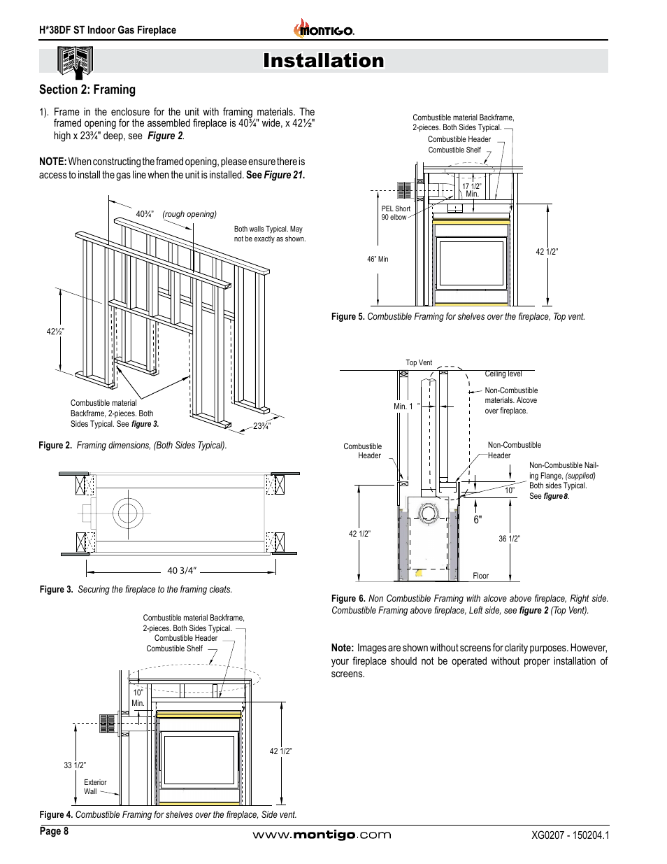 Section 2: framing, Installation | Montigo H38DF ST User Manual | Page 8 / 38