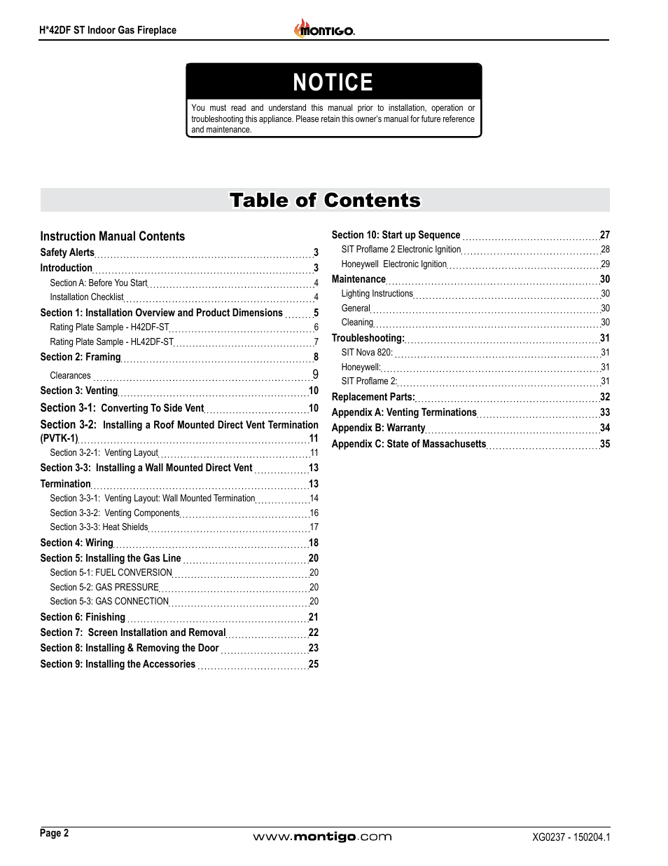 Montigo H42DF ST User Manual | Page 2 / 36