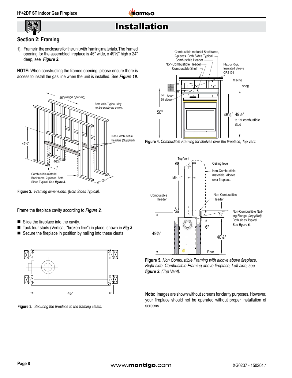 Section 2: framing, Installation | Montigo H42DF ST User Manual | Page 8 / 36