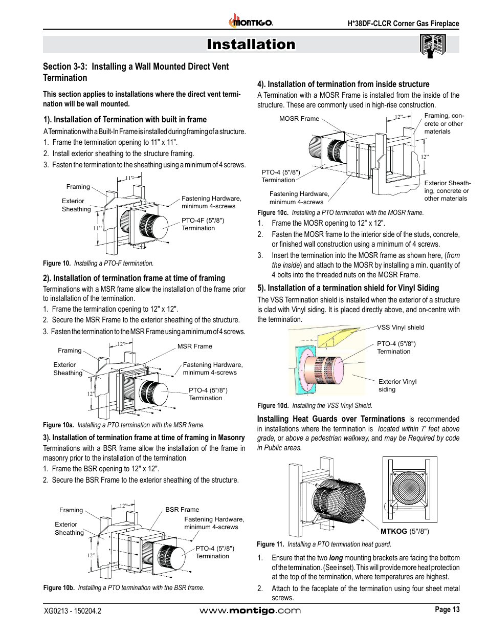 Installation | Montigo H38DF-CLCR User Manual | Page 13 / 38