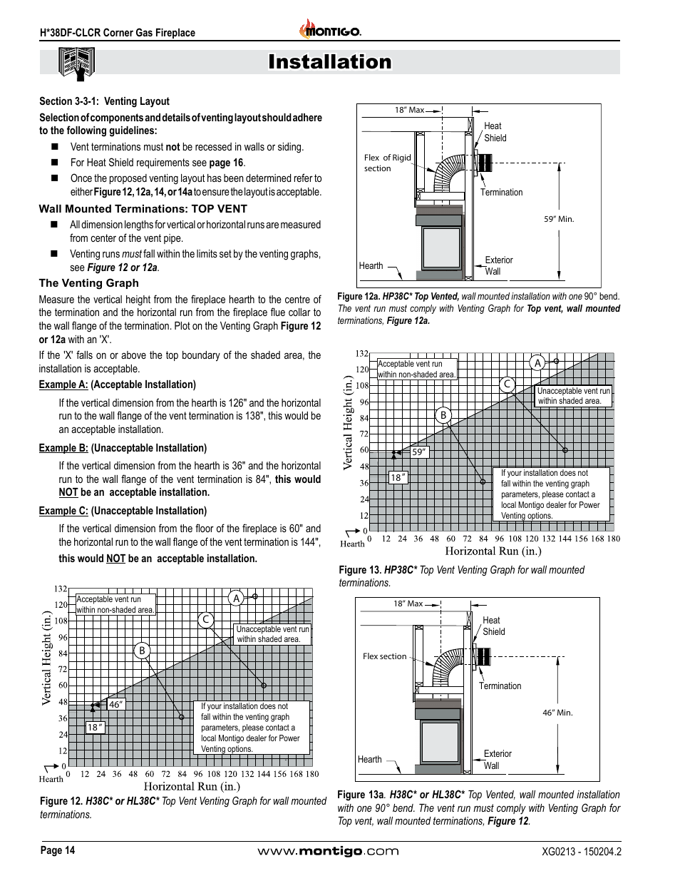 Section 3-3-1: venting layout, Installation | Montigo H38DF-CLCR User Manual | Page 14 / 38