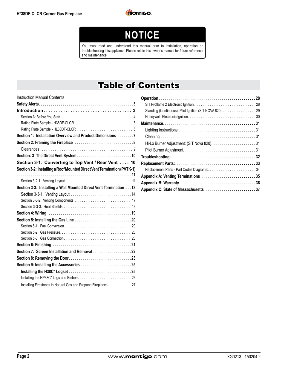 Montigo H38DF-CLCR User Manual | Page 2 / 38