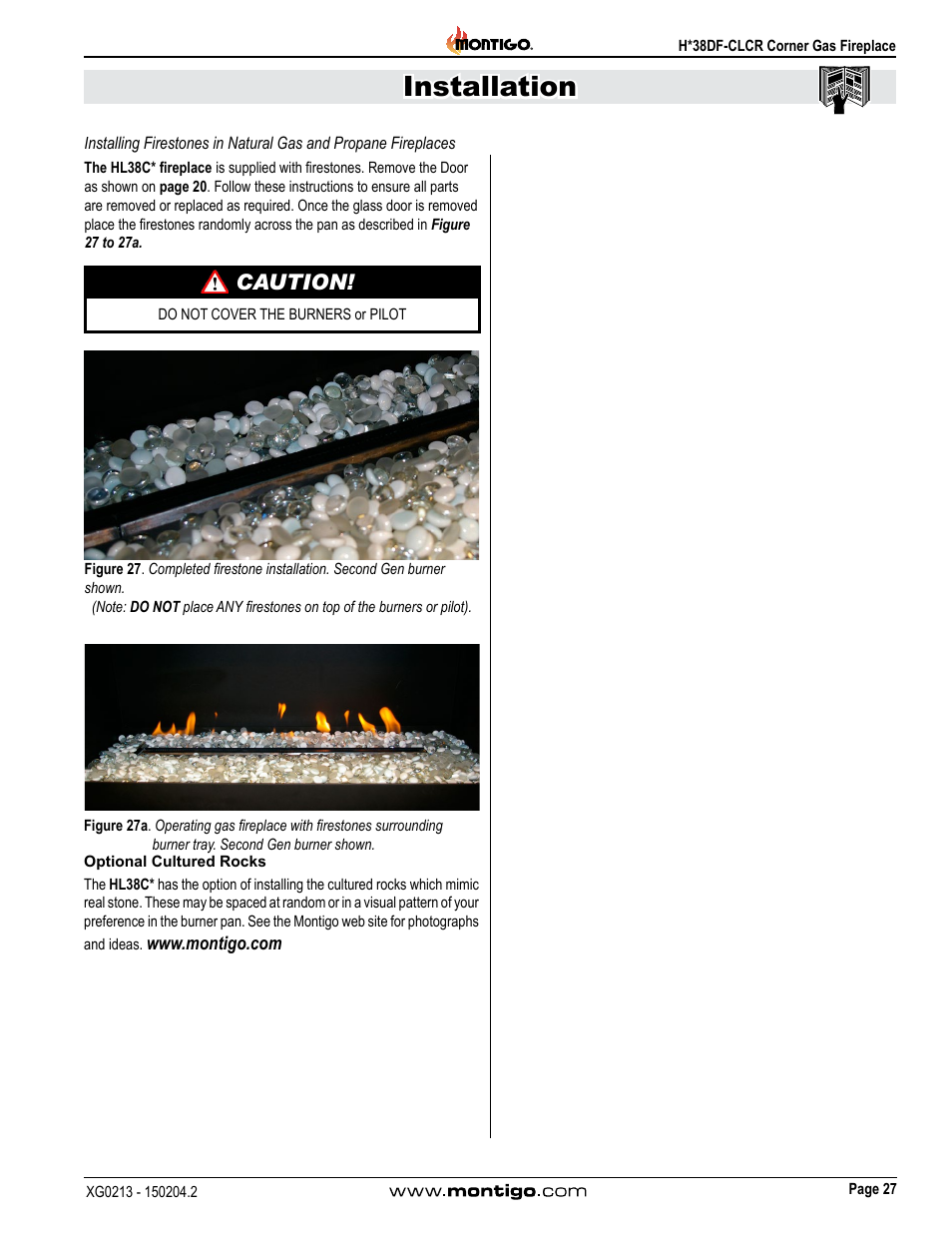 Installation, Caution | Montigo H38DF-CLCR User Manual | Page 27 / 38