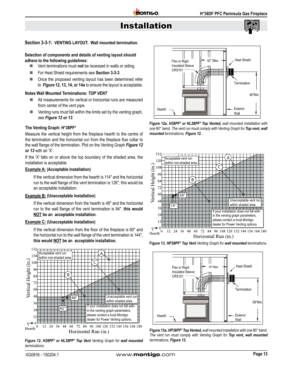 Installation | Montigo H38DF PFC User Manual | Page 13 / 38
