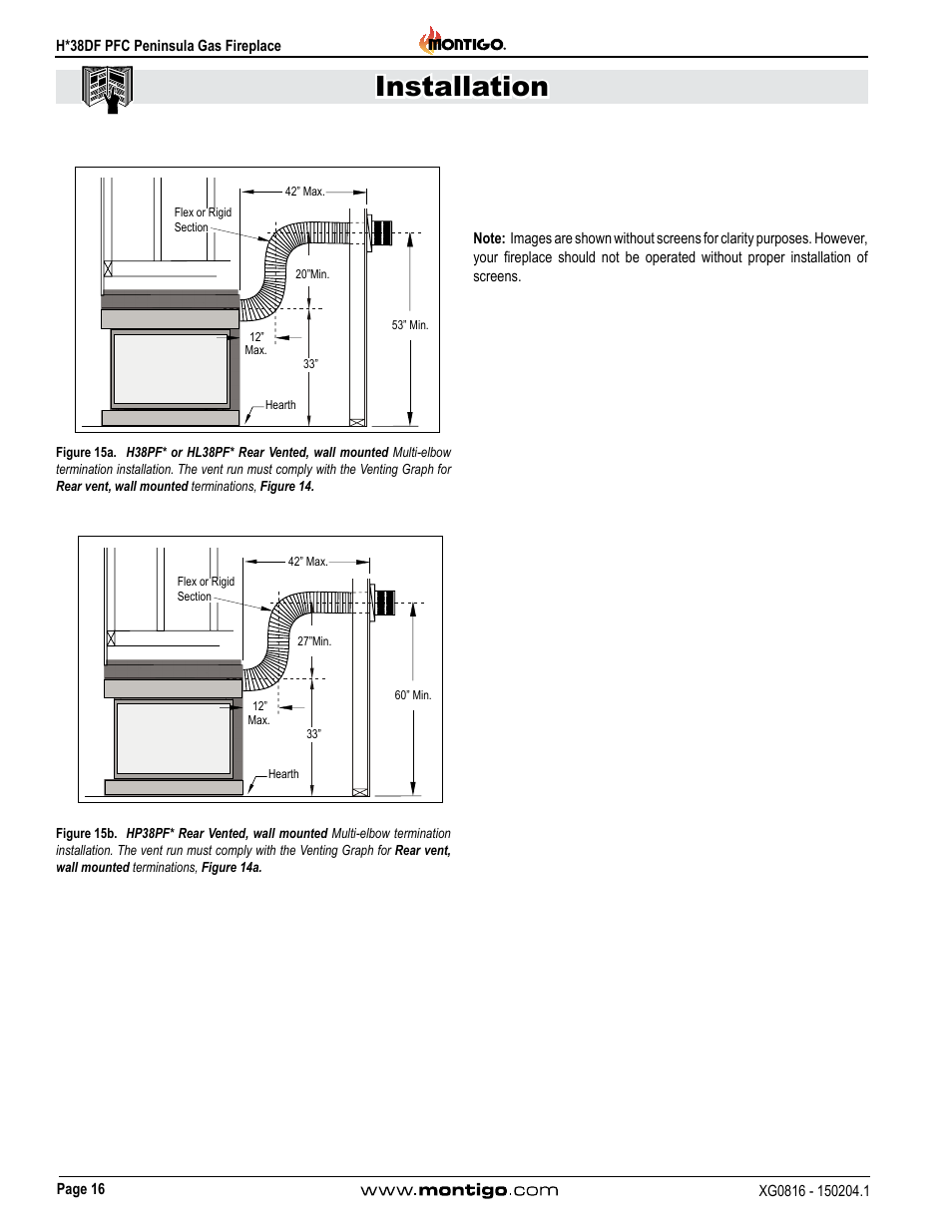 Installation | Montigo H38DF PFC User Manual | Page 16 / 38