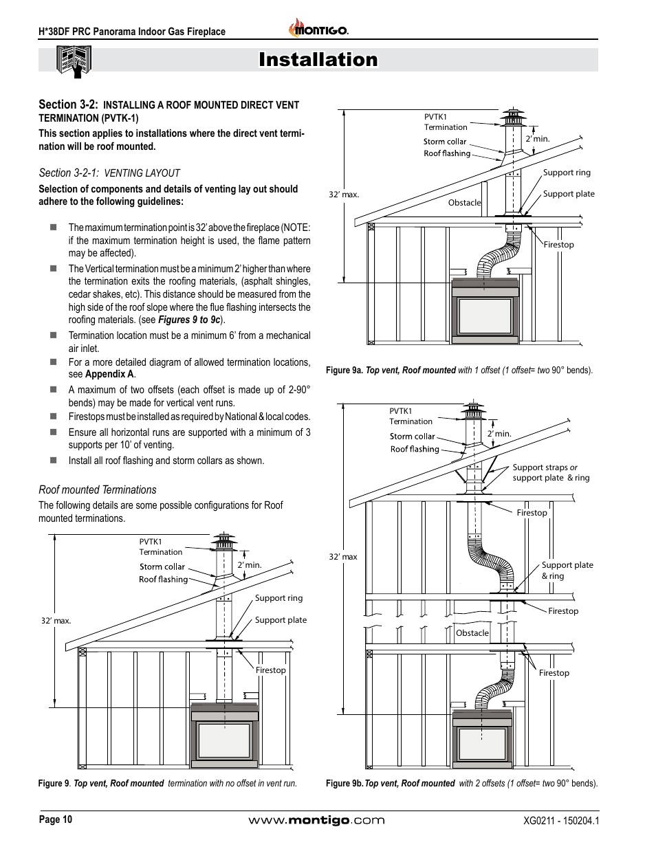 Section 3-2-1: venting layout, Roof mounted terminations, Pvtk-1) | Installation | Montigo H38DF PRC User Manual | Page 10 / 38