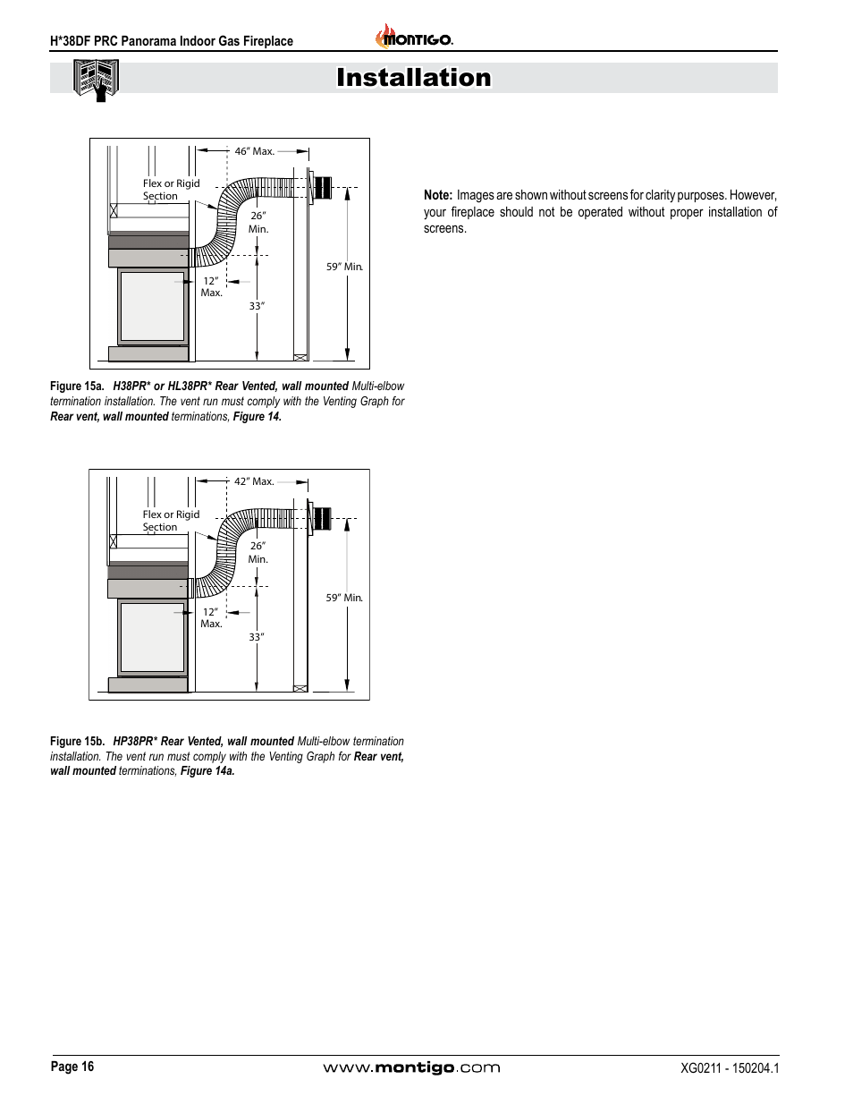 Installation | Montigo H38DF PRC User Manual | Page 16 / 38