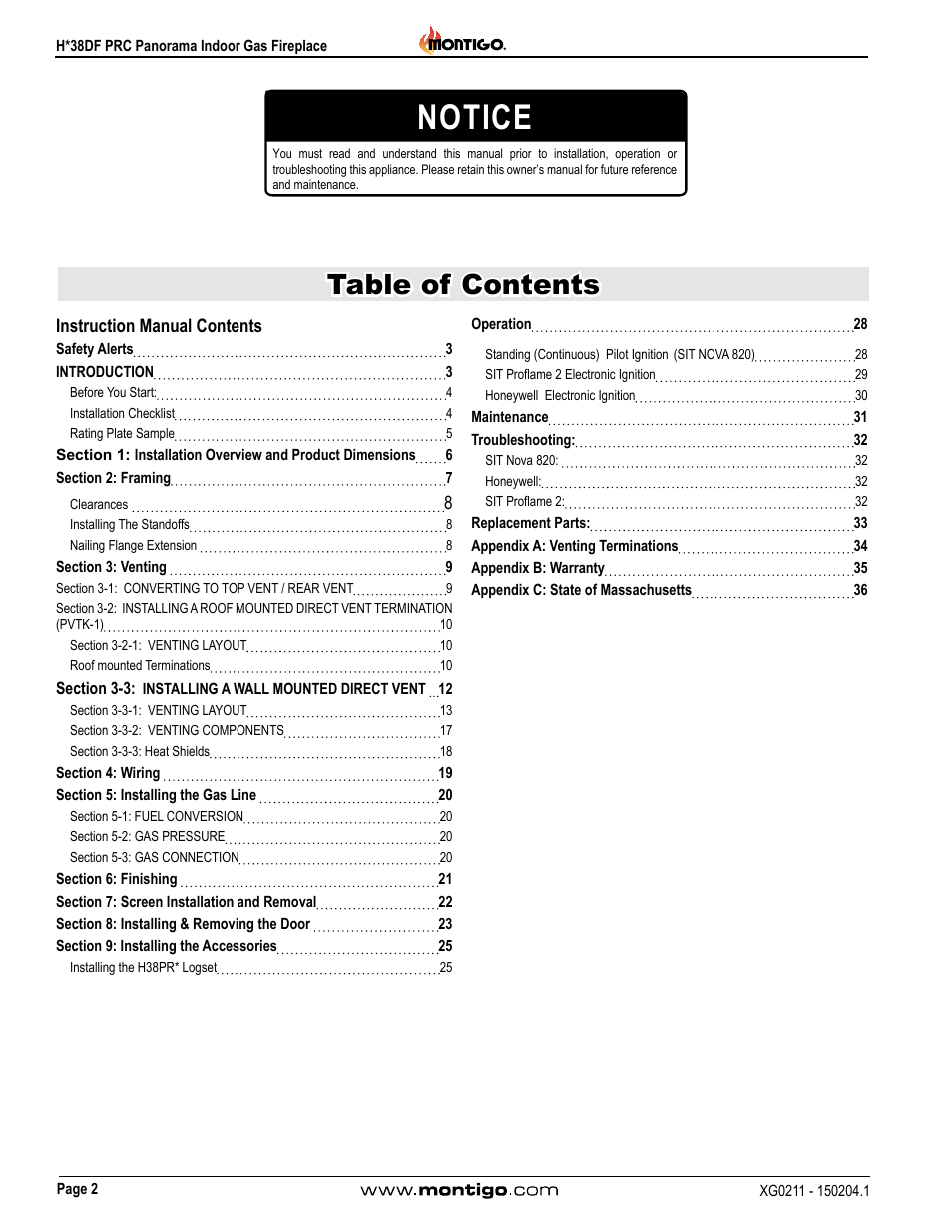 Montigo H38DF PRC User Manual | Page 2 / 38