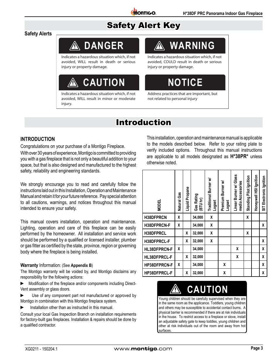 Safety alerts, Introduction, Danger warning caution notice | Caution, Safety alert key introduction | Montigo H38DF PRC User Manual | Page 3 / 38