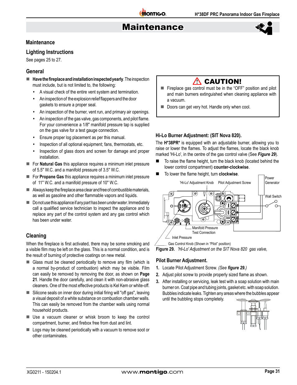 Maintenance, Caution | Montigo H38DF PRC User Manual | Page 31 / 38