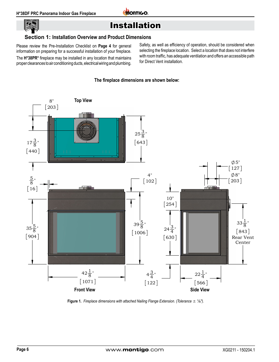 Installation | Montigo H38DF PRC User Manual | Page 6 / 38