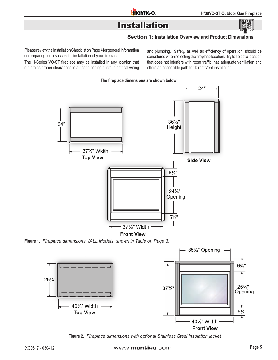 Installation | Montigo H38SVO-ST User Manual | Page 5 / 20