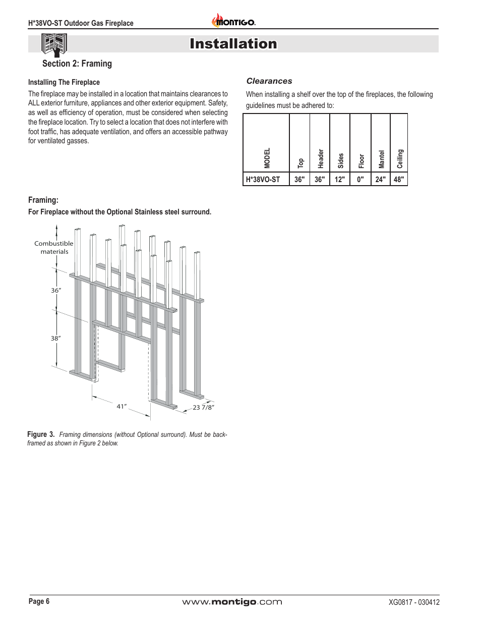 Installation | Montigo H38SVO-ST User Manual | Page 6 / 20