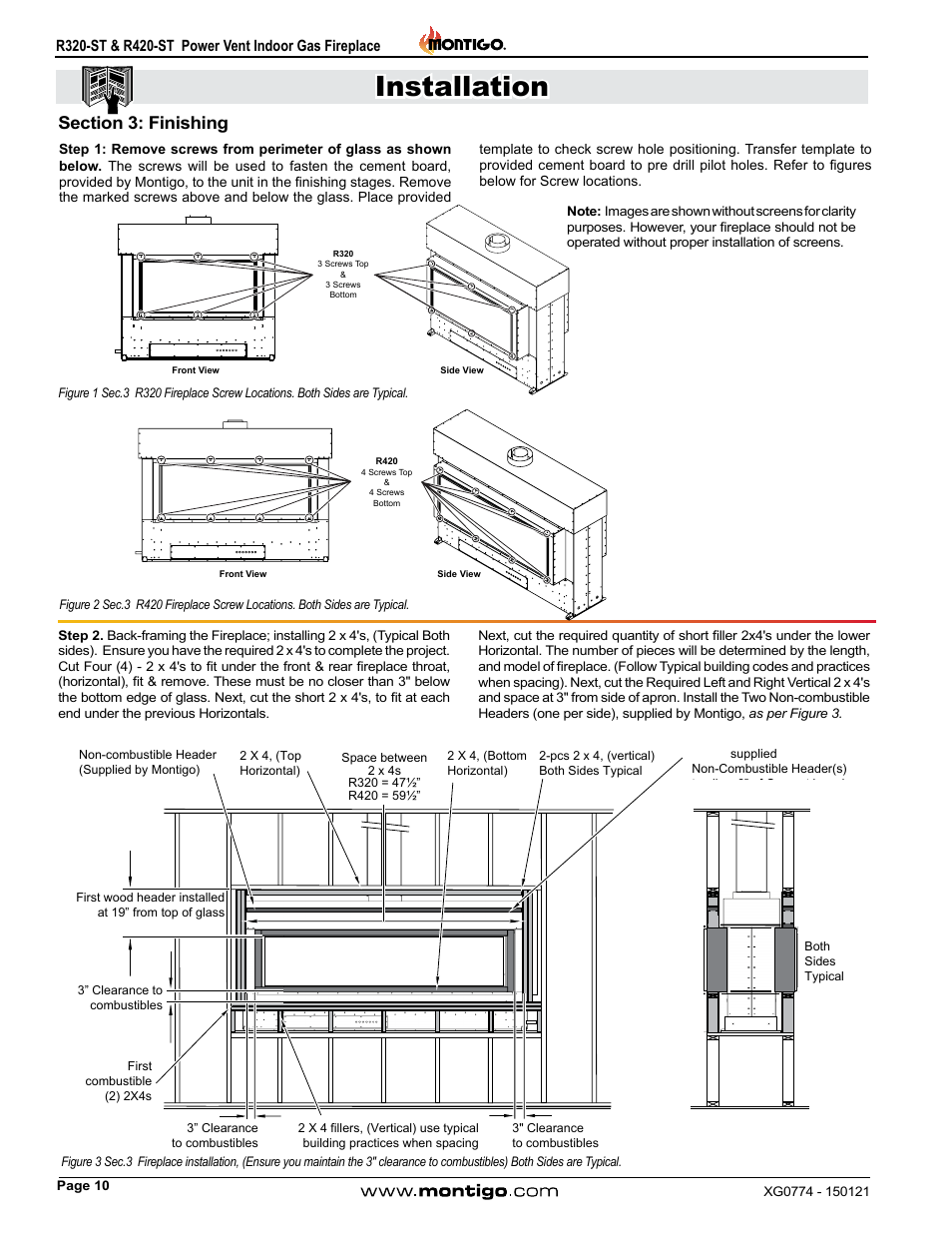 Section 3: finishing, Installation | Montigo R320-ST User Manual | Page 10 / 38