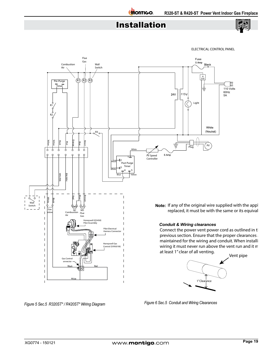 Installation, Conduit & wiring clearances | Montigo R320-ST User Manual | Page 19 / 38