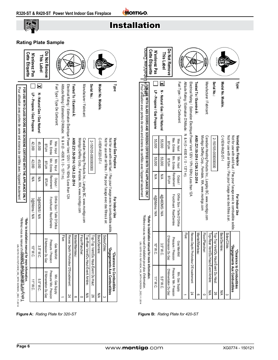 Rating plate sample, Installation, Ratingplatesample | Montigo R320-ST User Manual | Page 6 / 38