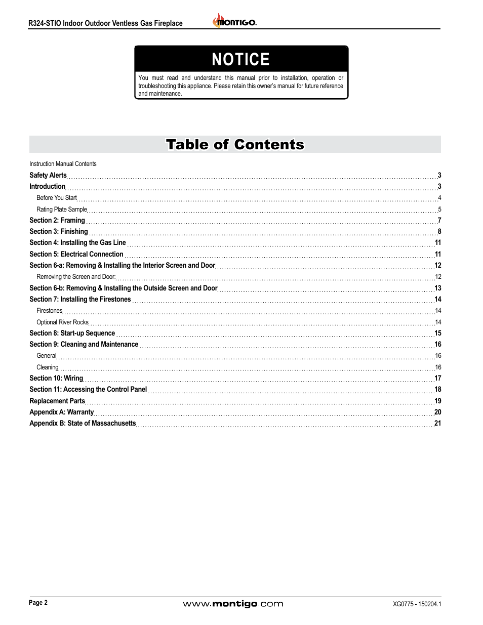 Montigo R324-ST User Manual | Page 2 / 22