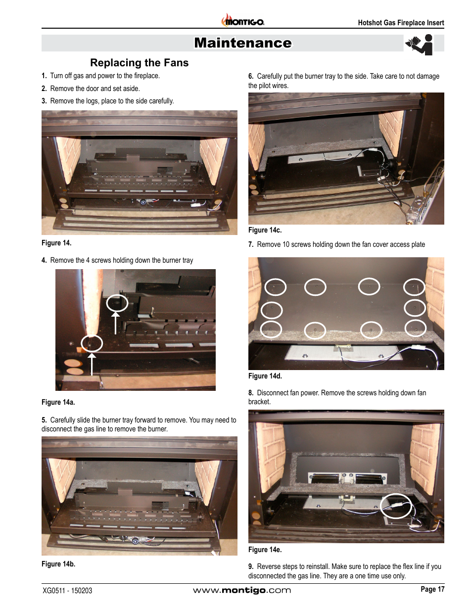 Maintenance, Replacing the fans | Montigo DHS User Manual | Page 17 / 22