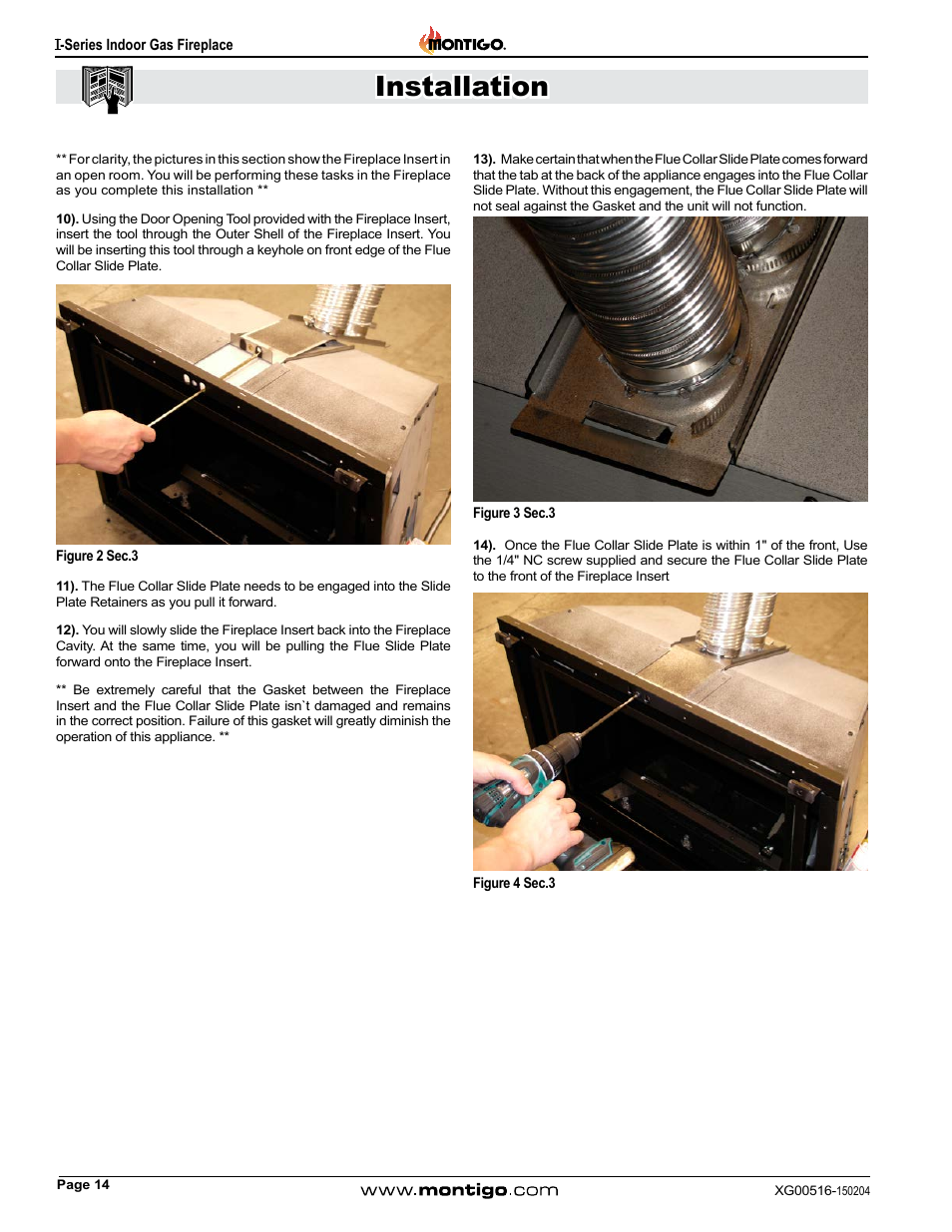 Installation | Montigo 30FID Traditional User Manual | Page 14 / 70