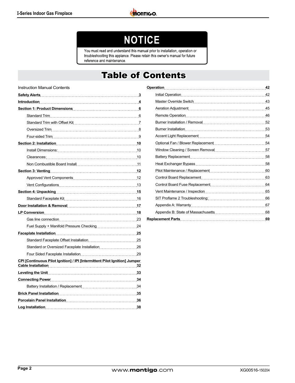 Montigo 30FID Traditional User Manual | Page 2 / 70