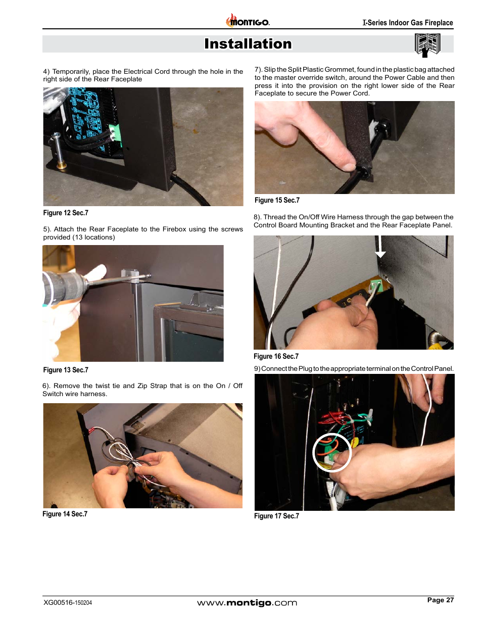 Installation | Montigo 30FID Traditional User Manual | Page 27 / 70