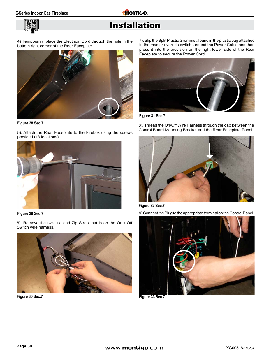 Installation | Montigo 30FID Traditional User Manual | Page 30 / 70