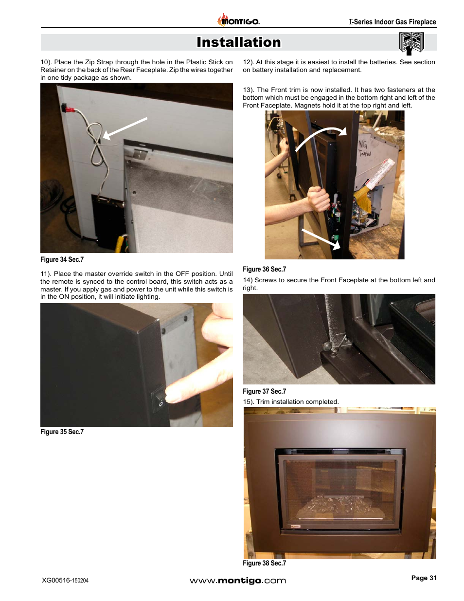 Installation | Montigo 30FID Traditional User Manual | Page 31 / 70