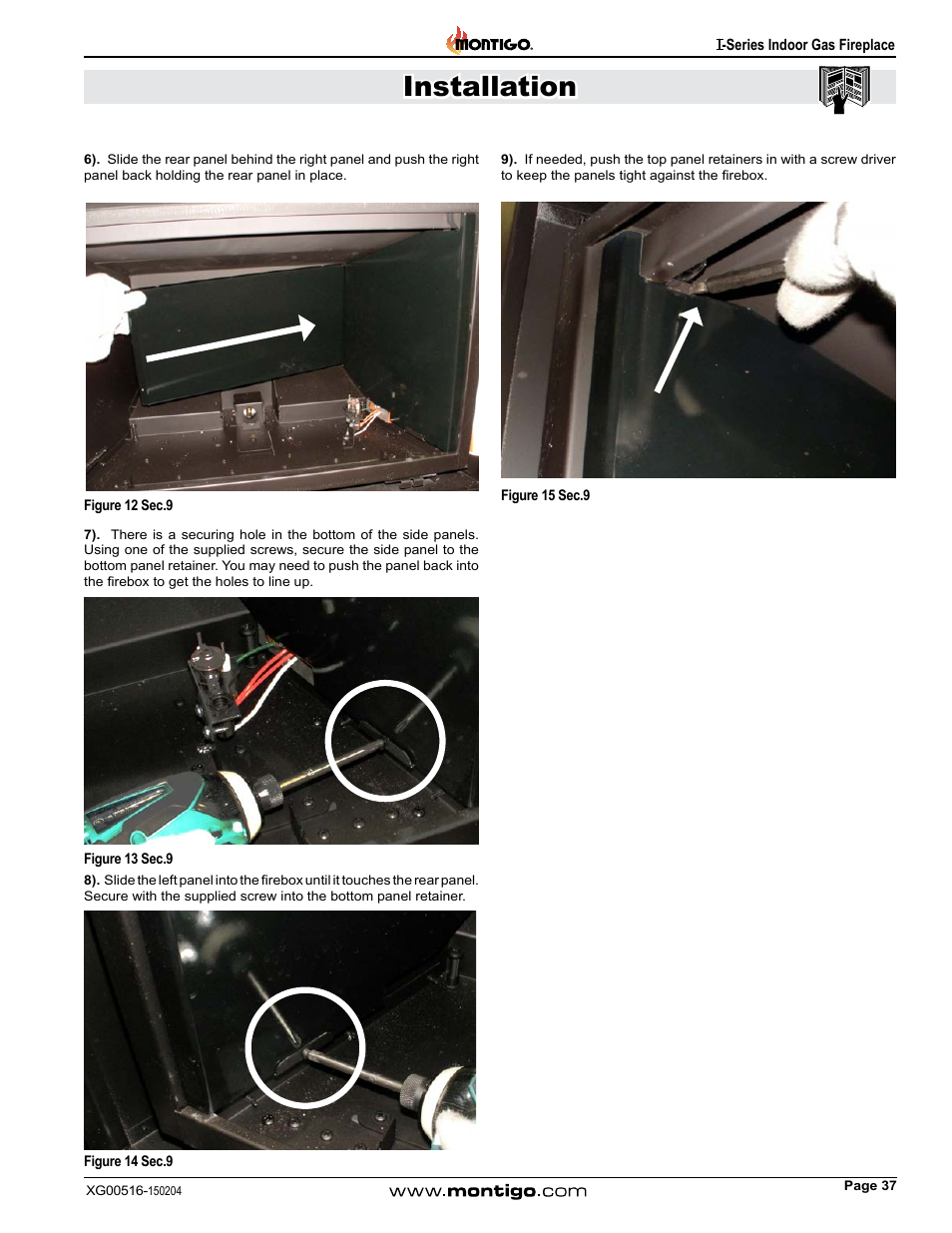 Installation | Montigo 30FID Traditional User Manual | Page 37 / 70