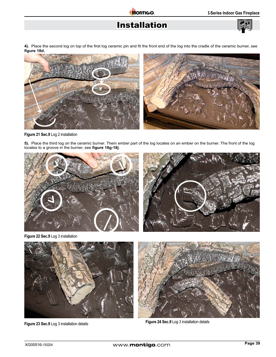 Installation | Montigo 30FID Traditional User Manual | Page 39 / 70