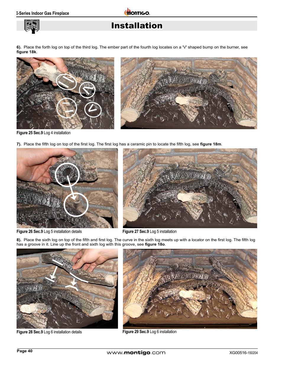 Installation | Montigo 30FID Traditional User Manual | Page 40 / 70