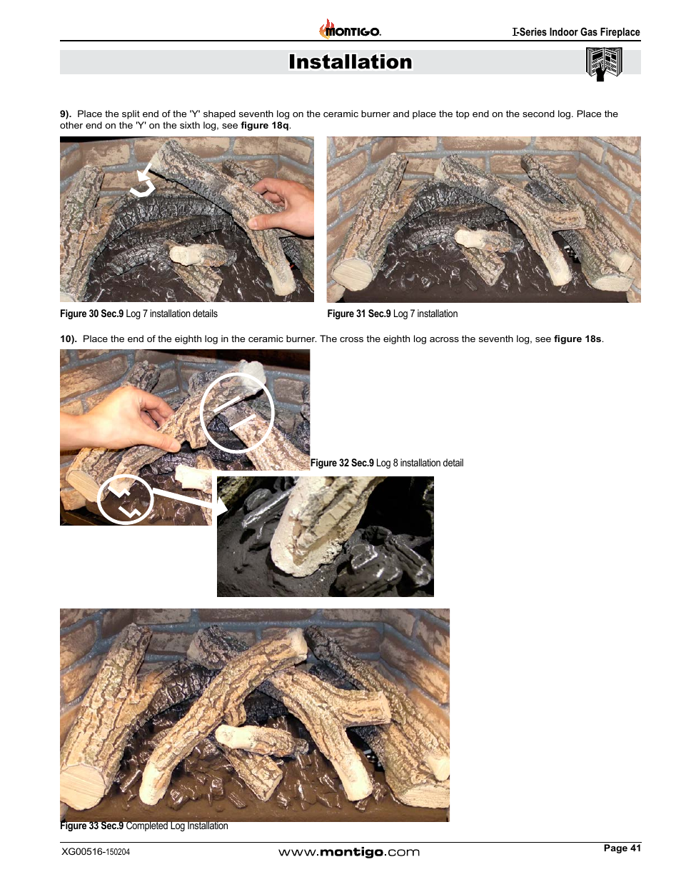 Installation | Montigo 30FID Traditional User Manual | Page 41 / 70