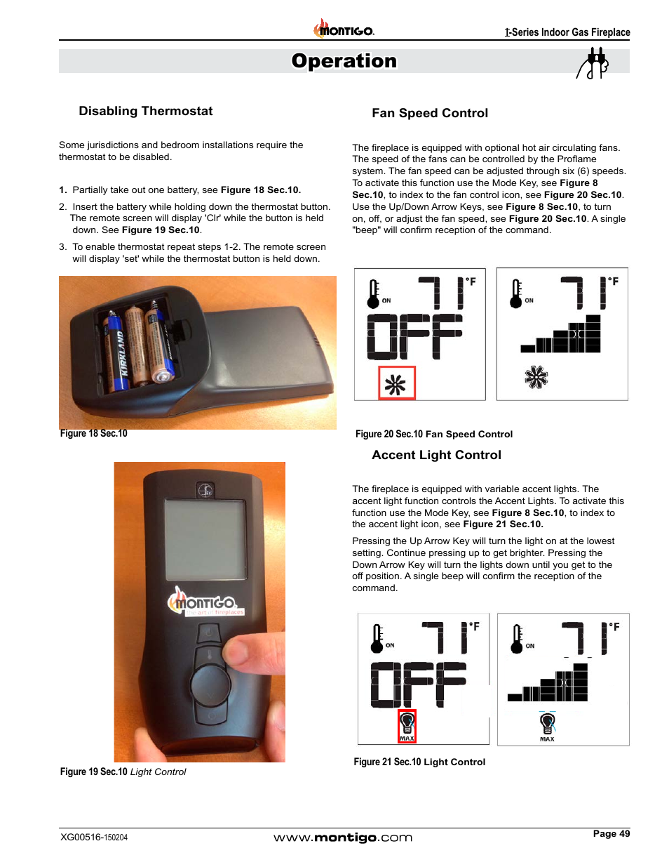 Operation | Montigo 30FID Traditional User Manual | Page 49 / 70