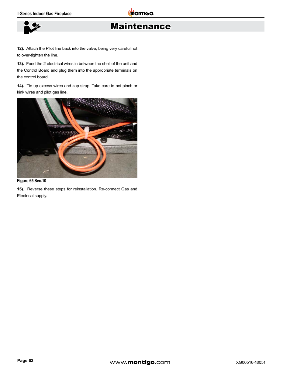 Maintenance | Montigo 30FID Traditional User Manual | Page 62 / 70