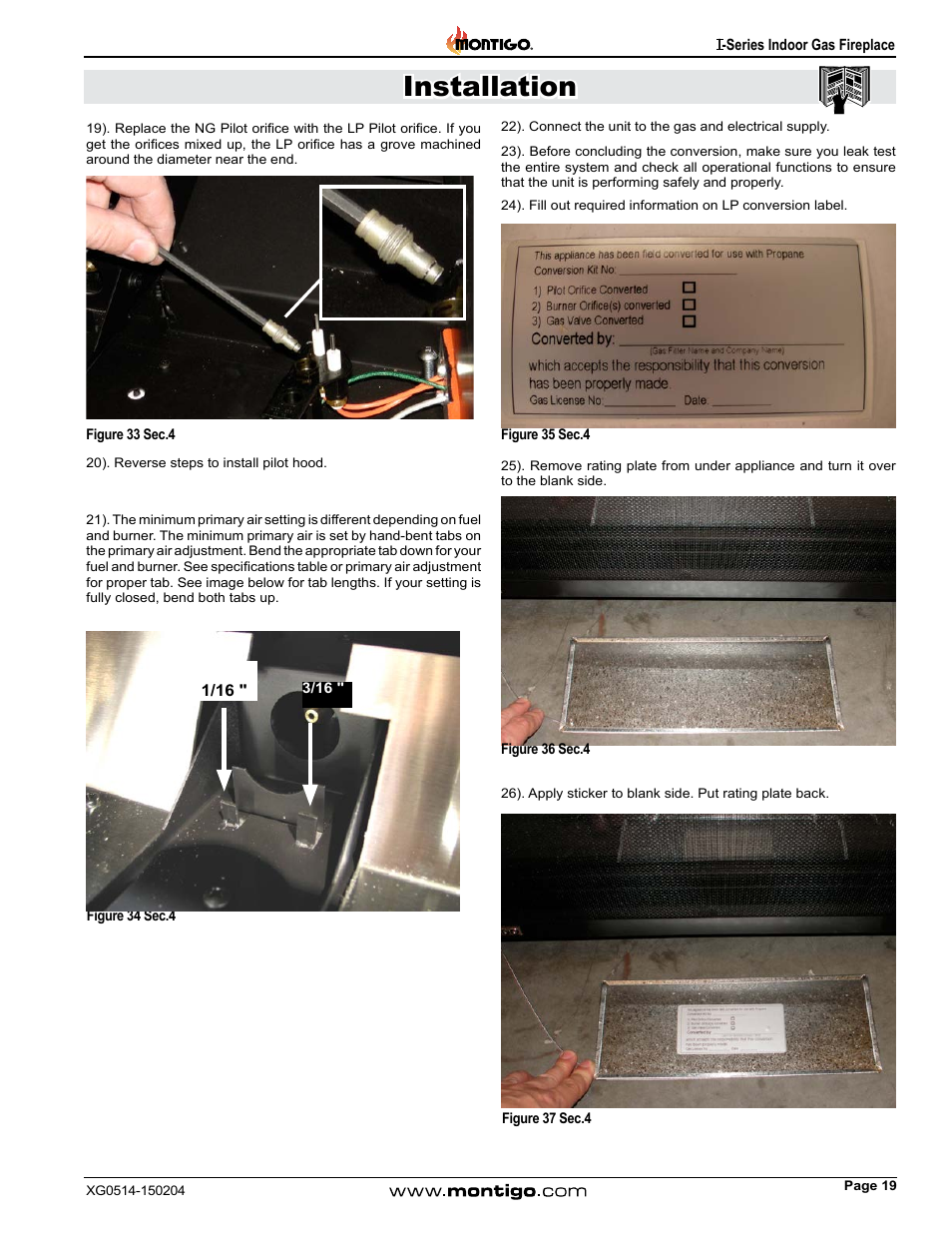 Installation | Montigo 34FID - Linear User Manual | Page 19 / 64