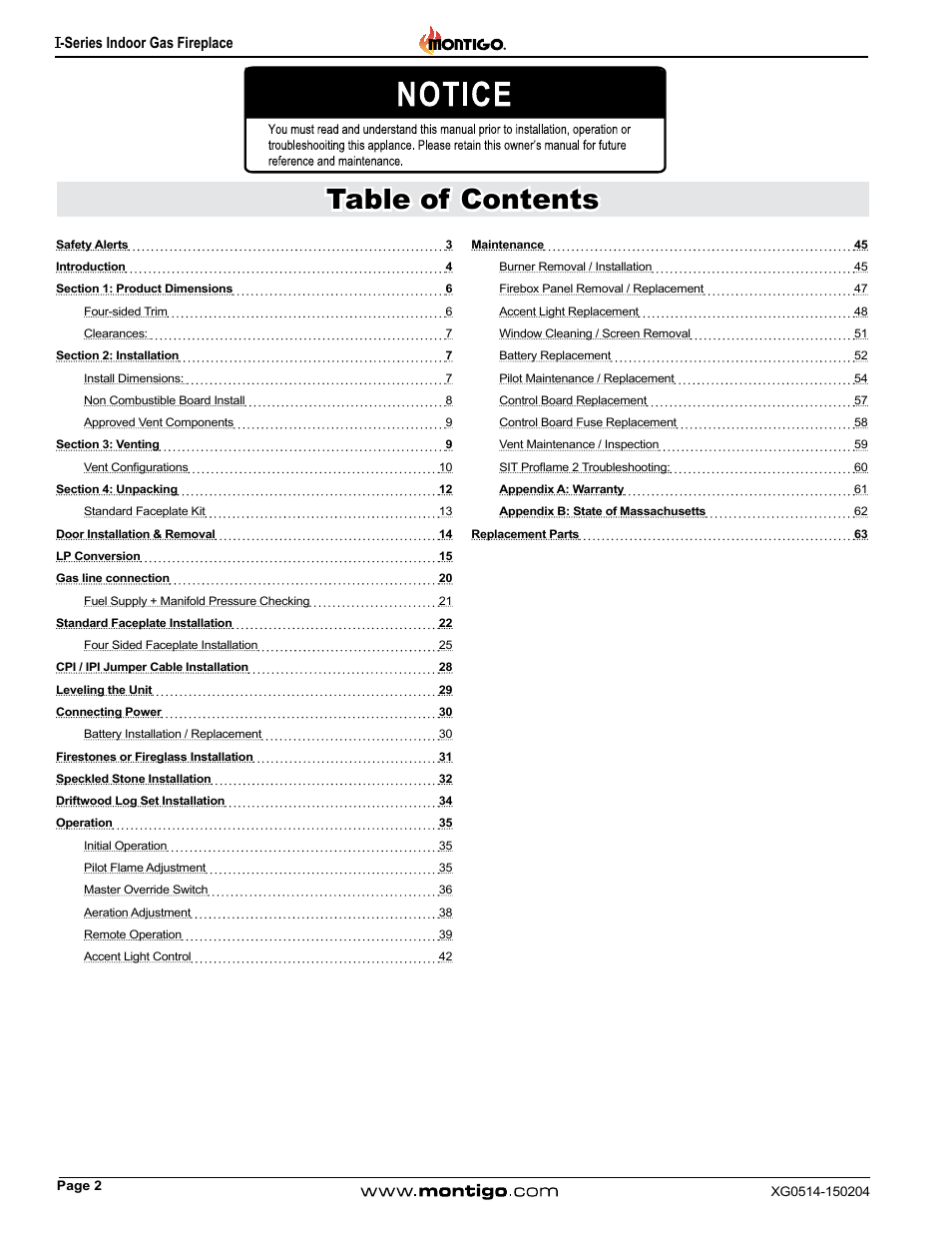Montigo 34FID - Linear User Manual | Page 2 / 64