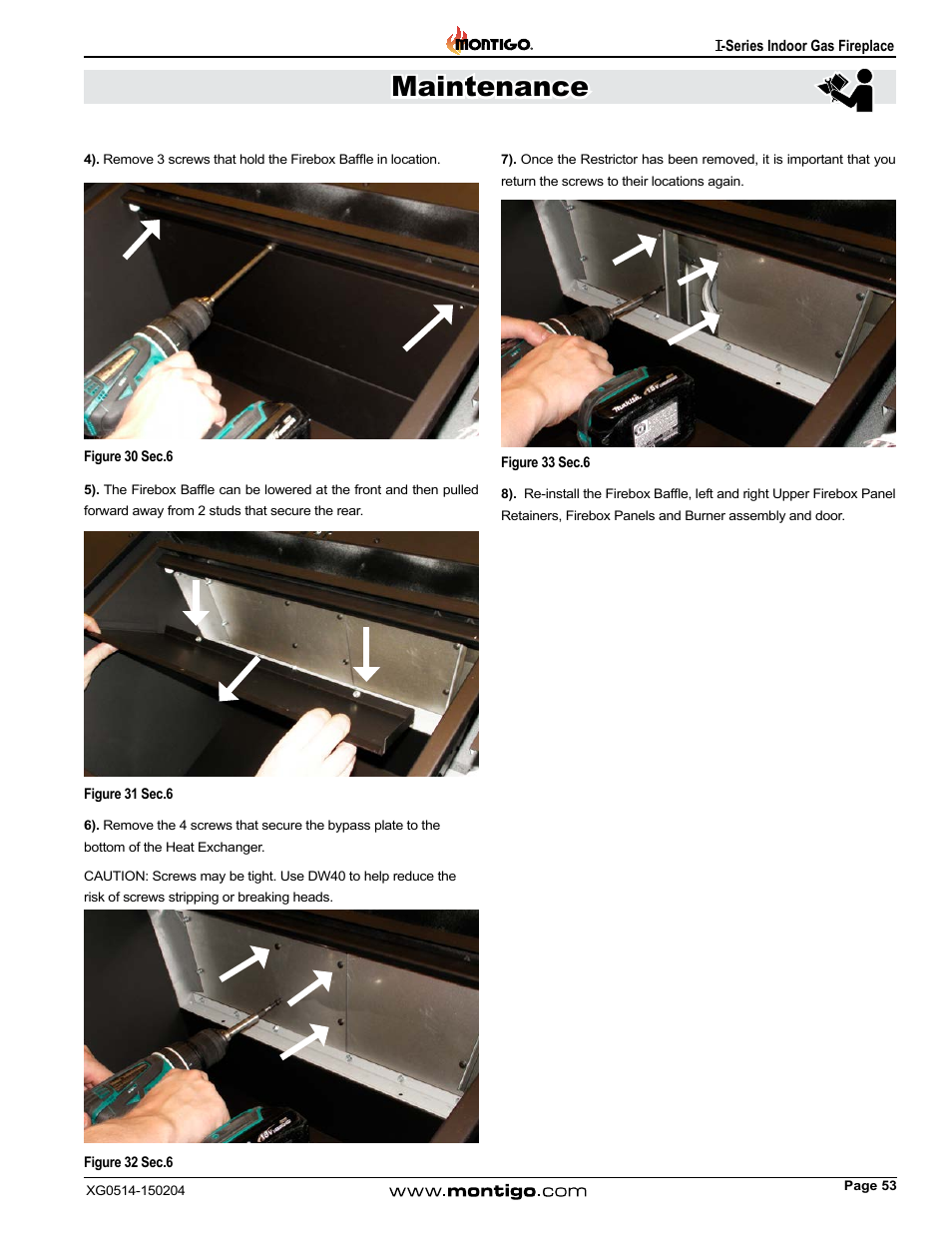 Maintenance | Montigo 34FID - Linear User Manual | Page 53 / 64