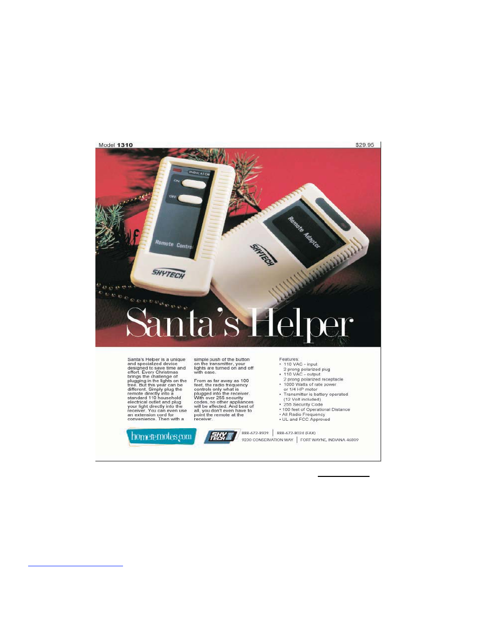 Santa’s helper, Exclusive offer to skytech remote control owners | Montigo 1001-A User Manual | Page 6 / 6