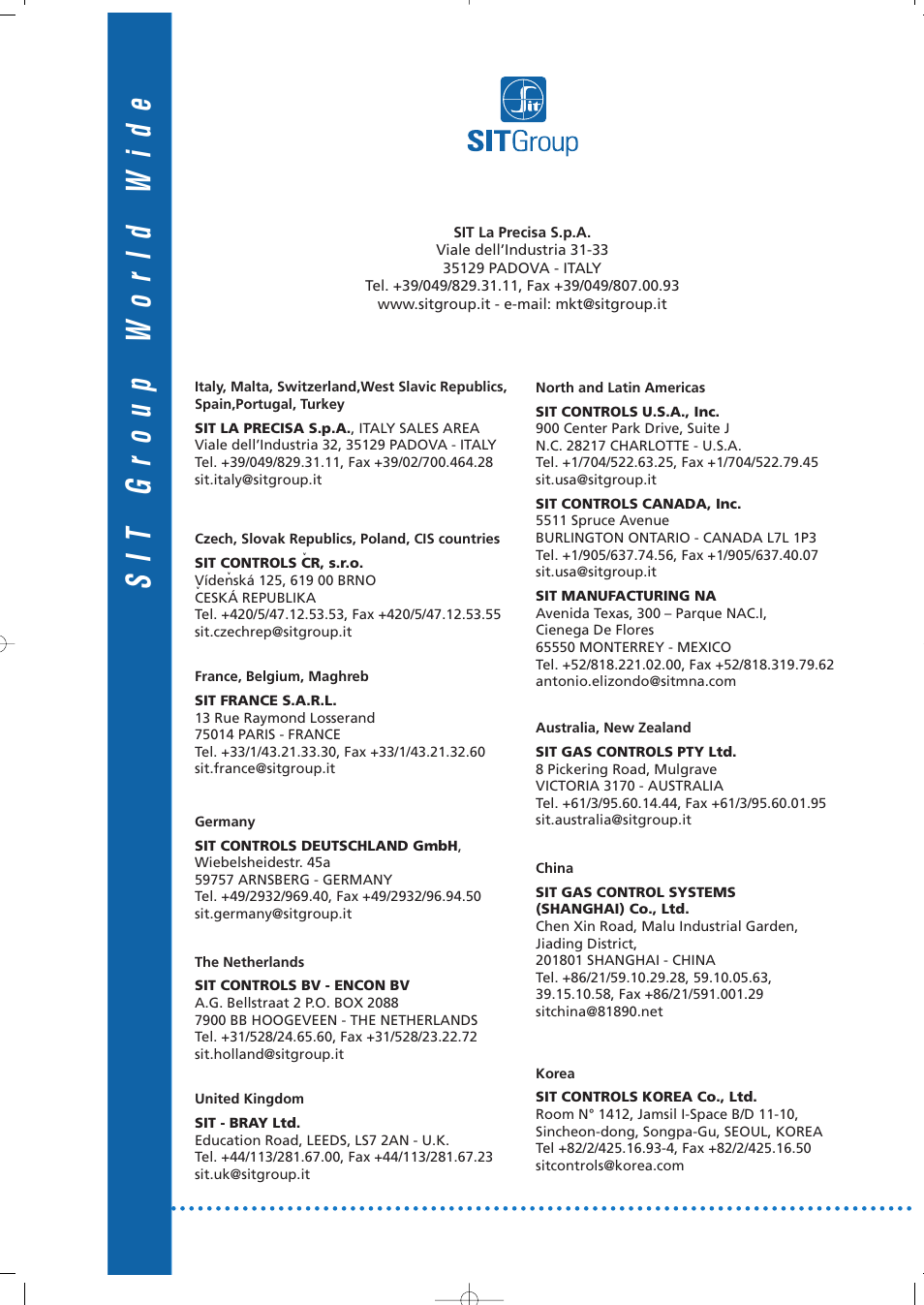 Sit group world wide | Montigo RX82 User Manual | Page 12 / 12