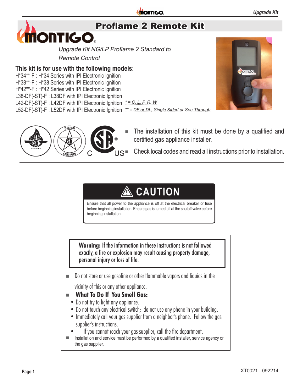 Montigo PF2RK User Manual | 4 pages