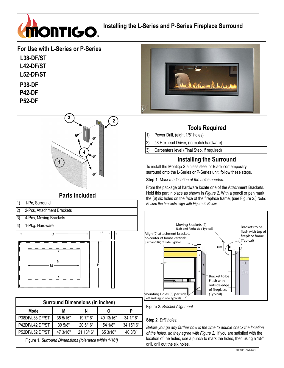 Montigo L-Series Fireplace Surround User Manual | 2 pages