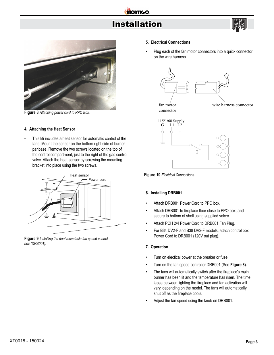 Installation, Optional fan kit, General information | Operation | Montigo RFK3002 User Manual | Page 3 / 4