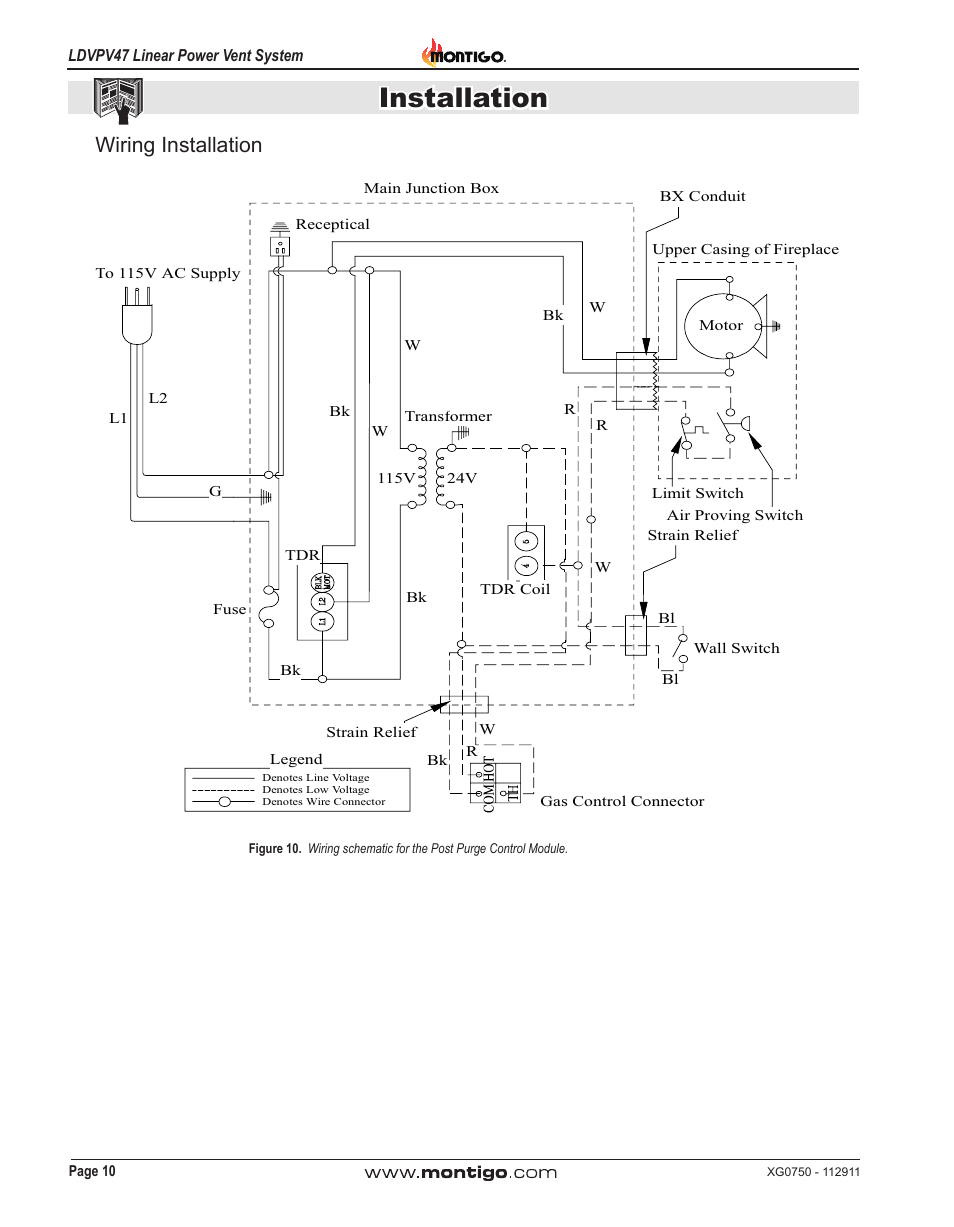 Installation, Wiring installation | Montigo LDVPV47 User Manual | Page 10 / 16