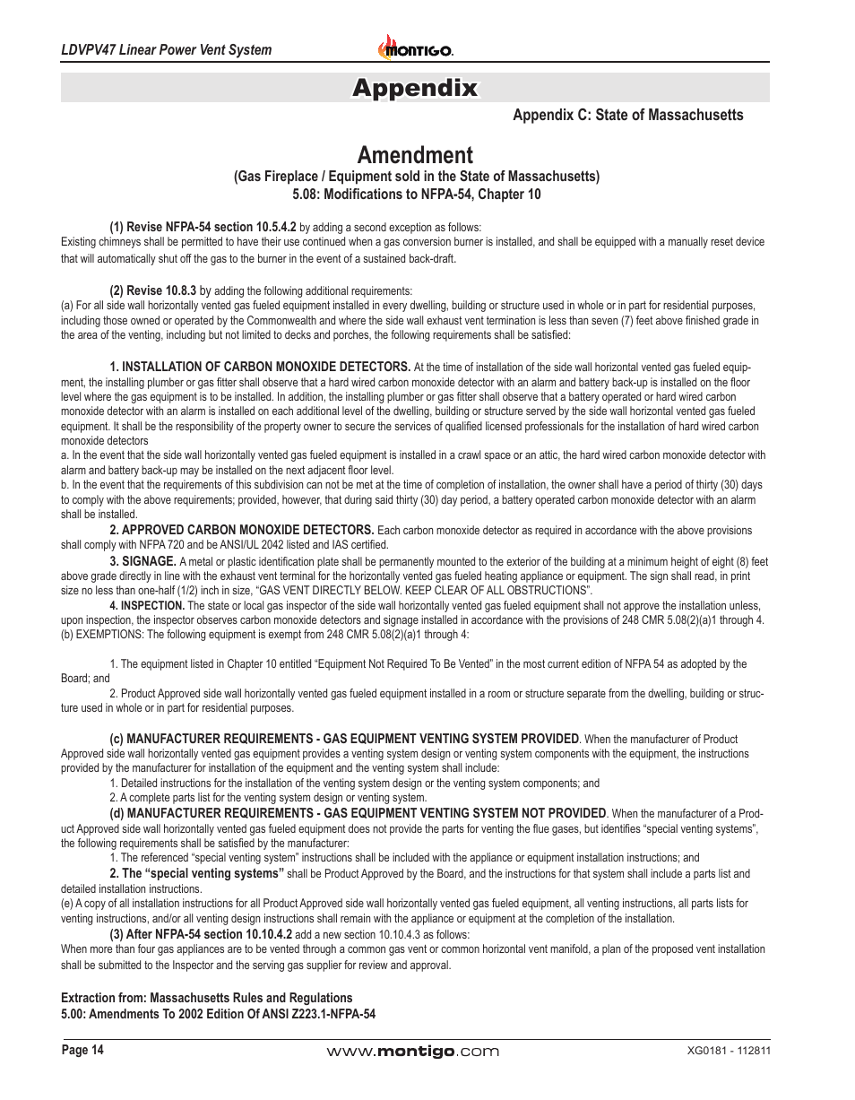 Appendix, Amendment, Appendix c: state of massachusetts | Montigo LDVPV47 User Manual | Page 14 / 16