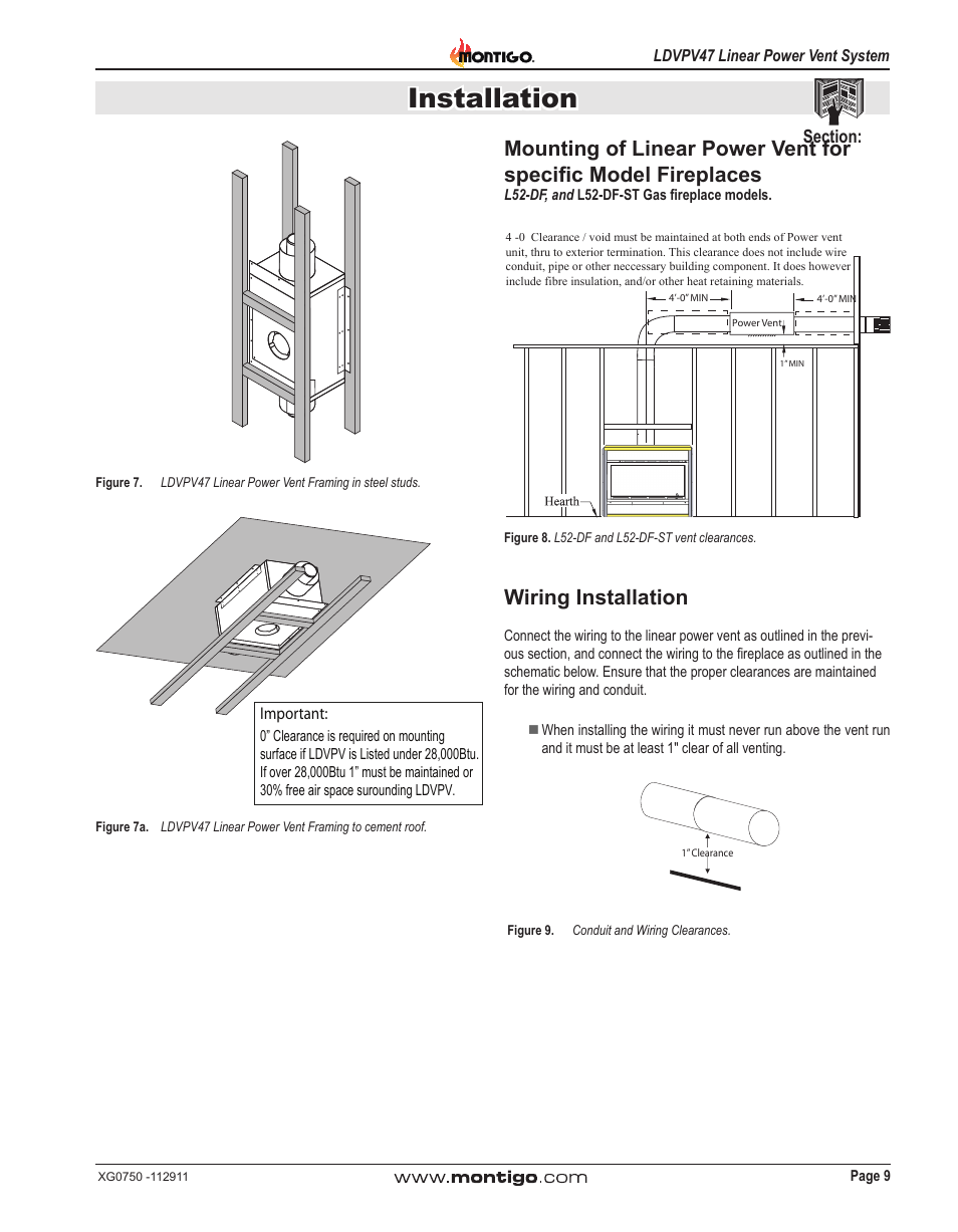 Installation, Wiring installation | Montigo LDVPV47 User Manual | Page 9 / 16