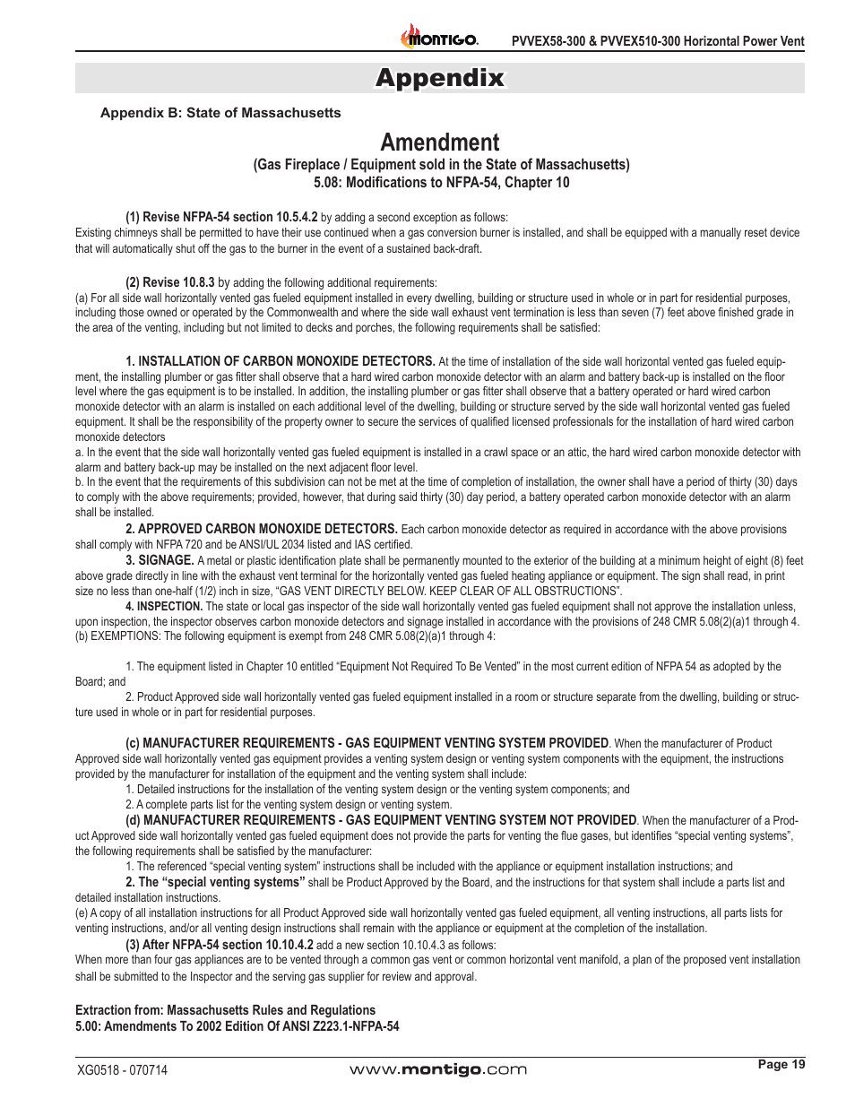 Appendix, Amendment | Montigo PVVEX58-300 User Manual | Page 19 / 20