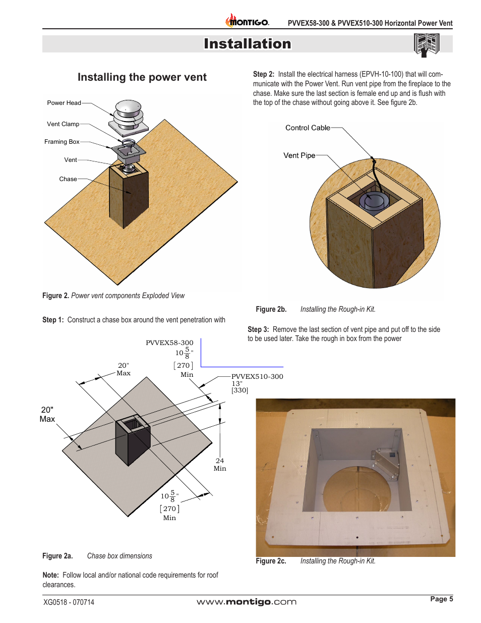Installation, Installing the power vent, Power vent components | Montigo PVVEX58-300 User Manual | Page 5 / 20