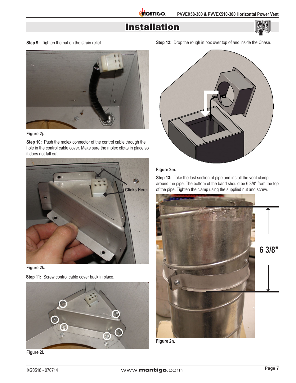 Step #1, Step #2, Step #3 | 6 3/8" installation | Montigo PVVEX58-300 User Manual | Page 7 / 20