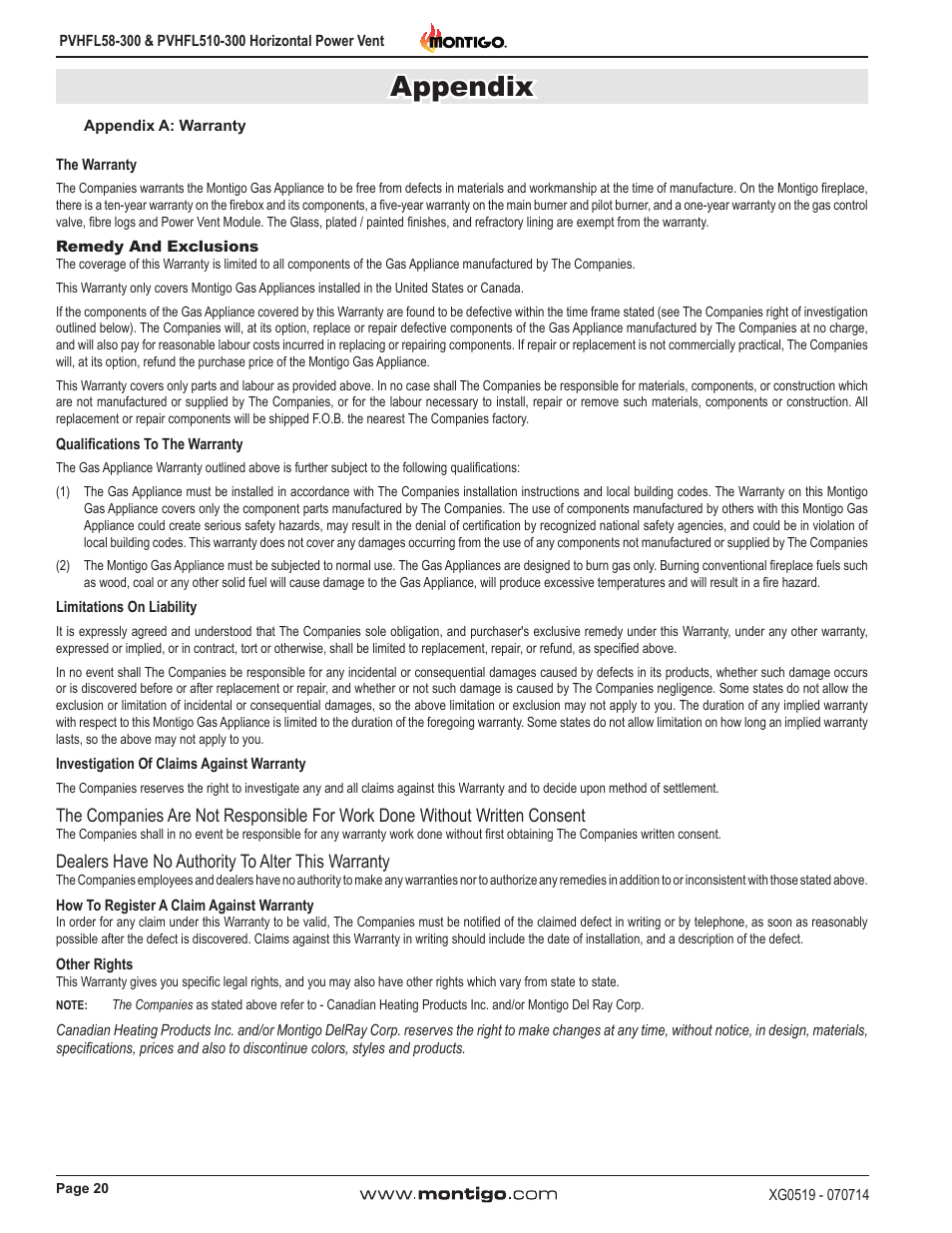 Appendix | Montigo PVHFL58-300 User Manual | Page 20 / 22